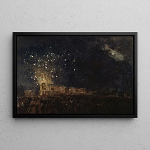 Fireworks display launched on the occasion of the birth of the Duke of Normandy - Pierre-Antoine Demachy — framed artwork on a wall