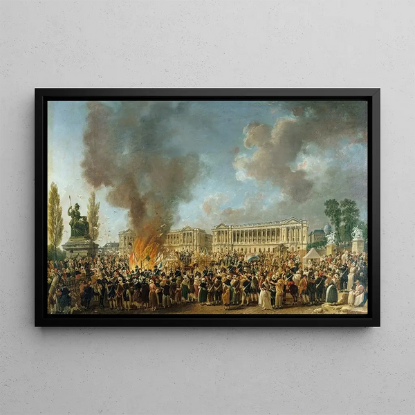 The Festival of Unity and Reunion on Revolution Square - Pierre-Antoine Demachy — framed artwork on a wall