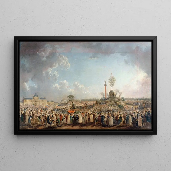 The Feast of the Supreme Being at the Champ-de-Mars - Pierre-Antoine Demachy — framed artwork on a wall