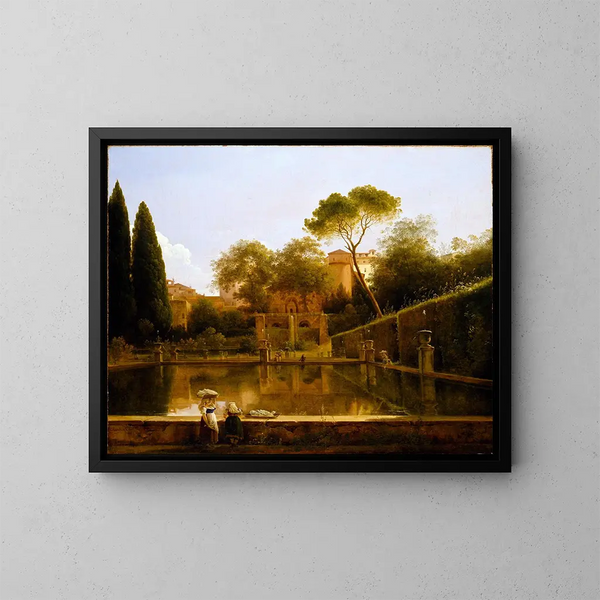 View of the gardens of Villa d'Este in Tivoli - Pierre-Athanase Chauvin — framed artwork on a wall