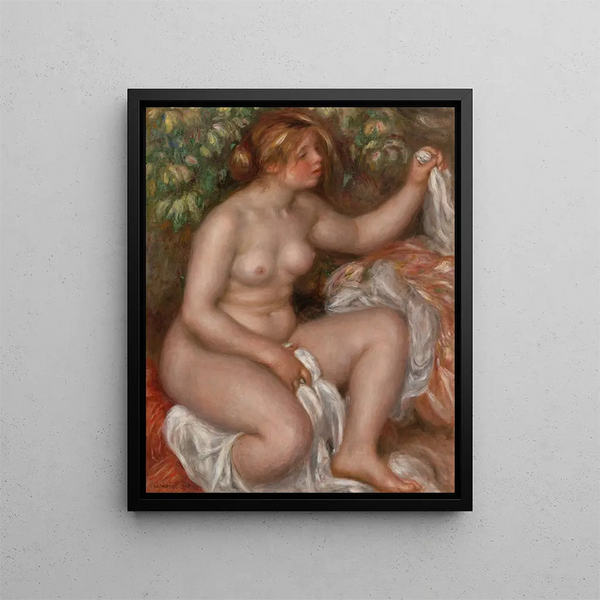 After the Bath La Sortie du bain - Pierre-Auguste Renoir — framed artwork on a wall
