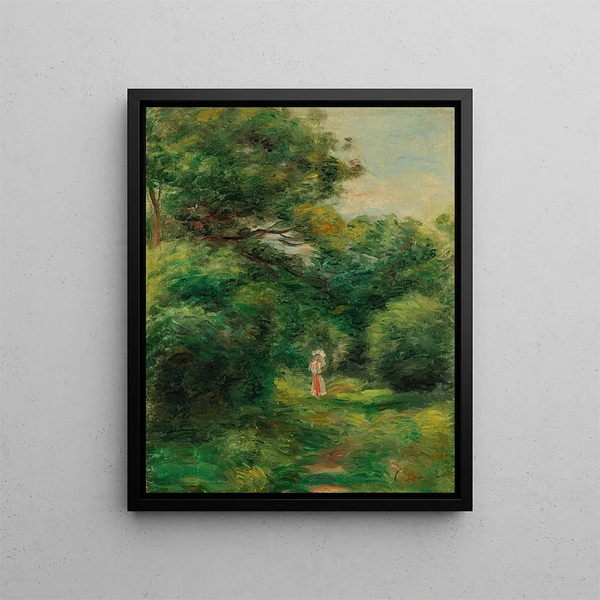 Allée Dans Un Bois Femme Avec Enfant Dans Les Bras - Pierre-Auguste Renoir — framed artwork on a wall