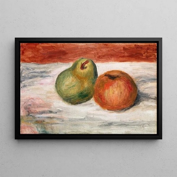 Apple and Pear - Pierre-Auguste Renoir — framed artwork on a wall