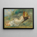 a reclining bather with a straw hat or Woman lying on the grass - Pierre-Auguste Renoir — framed artwork on a wall