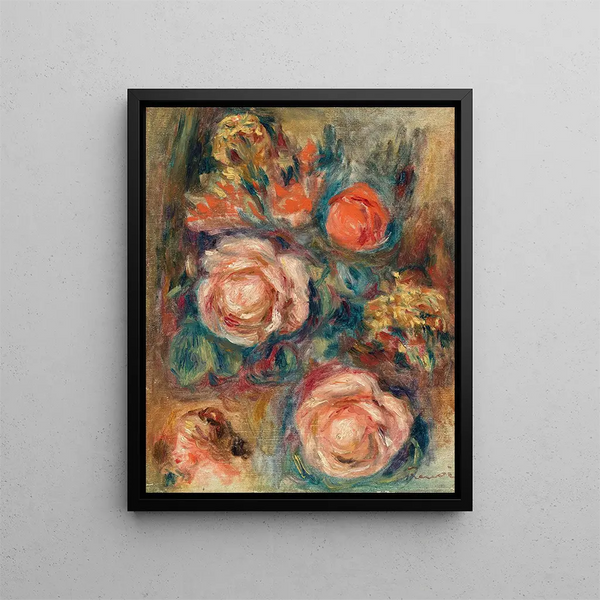 Bouquet de roses Bouquet de roses - Pierre-Auguste Renoir — framed artwork on a wall