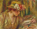 Bust of a Woman in a Hat Reading with Head Turned to the Right - Pierre-Auguste Renoir — artwork view