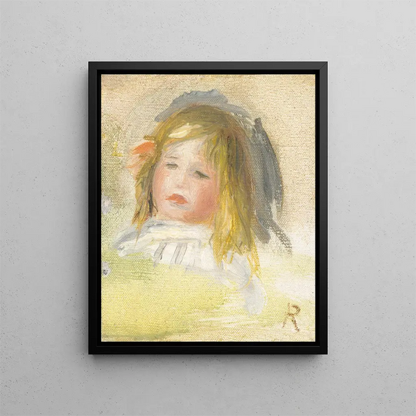 Child with Blonde Hair - Pierre-Auguste Renoir — framed artwork on a wall