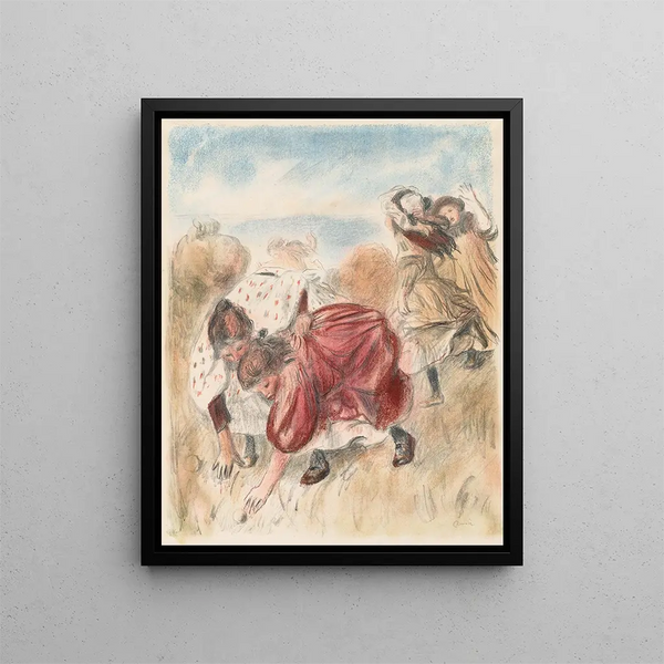 Children Playing Ball - Pierre-Auguste Renoir — framed artwork on a wall