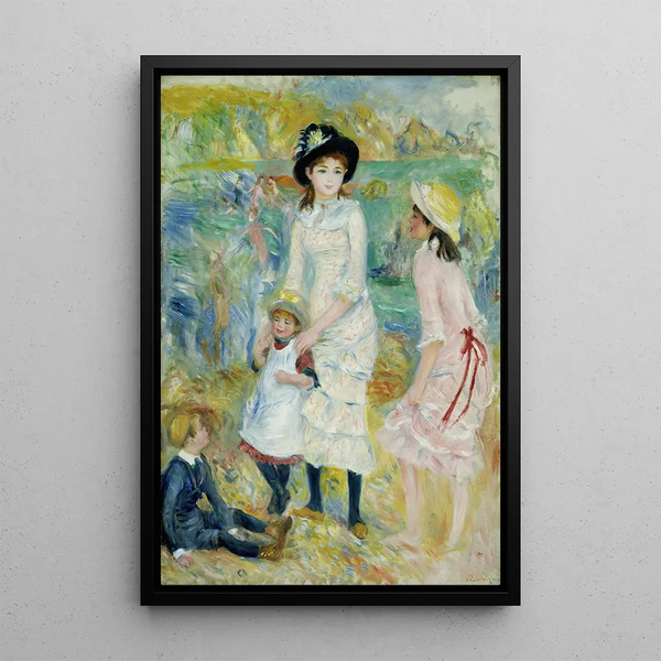 Children on the Shore of Guernsey - Pierre-Auguste Renoir — framed artwork on a wall