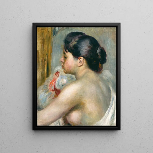 Woman with Black Hair - Pierre-Auguste Renoir — framed artwork on a wall