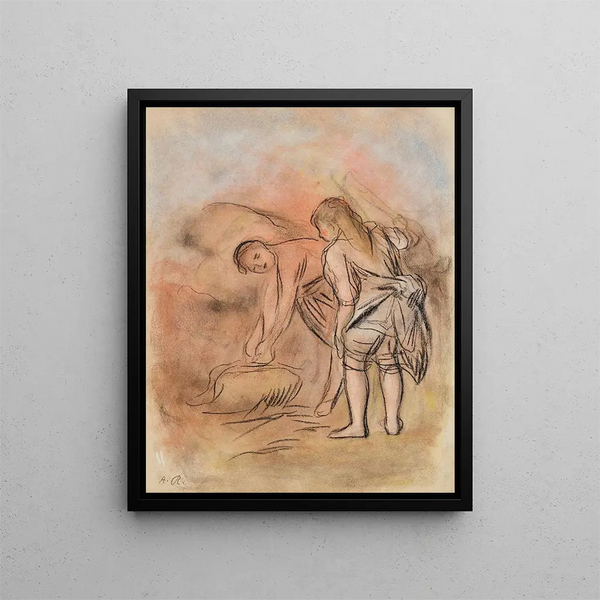 Two young girls by the sea - Pierre-Auguste Renoir — framed artwork on a wall