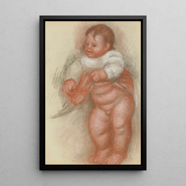 Child nude standing - Pierre-Auguste Renoir — framed artwork on a wall