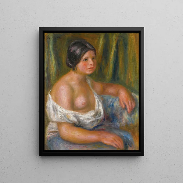 Woman in Blue - Pierre-Auguste Renoir — framed artwork on a wall