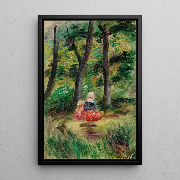 Woman and Child in a Landscape - Pierre-Auguste Renoir — framed artwork on a wall