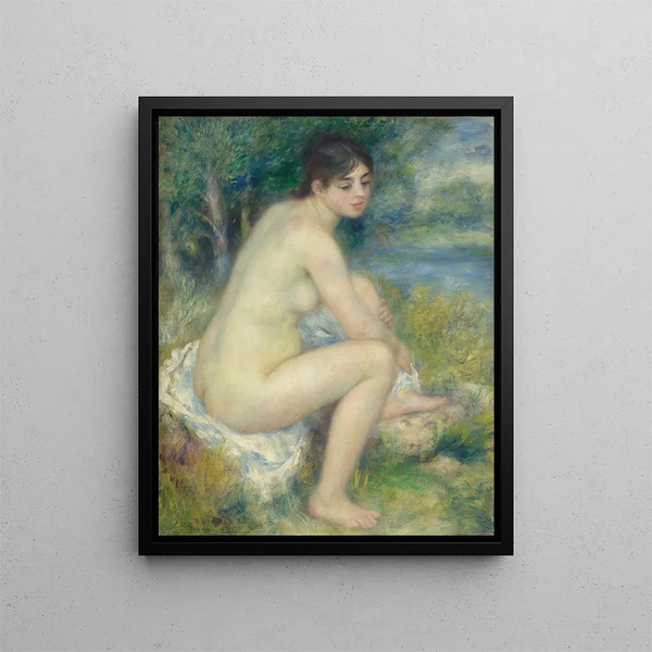 Nude Woman in a Landscape - Pierre-Auguste Renoir — framed artwork on a wall