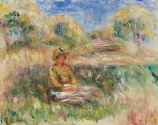 a seated woman in a landscape - Pierre-Auguste Renoir — artwork view