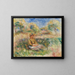 a seated woman in a landscape - Pierre-Auguste Renoir — framed artwork on a wall