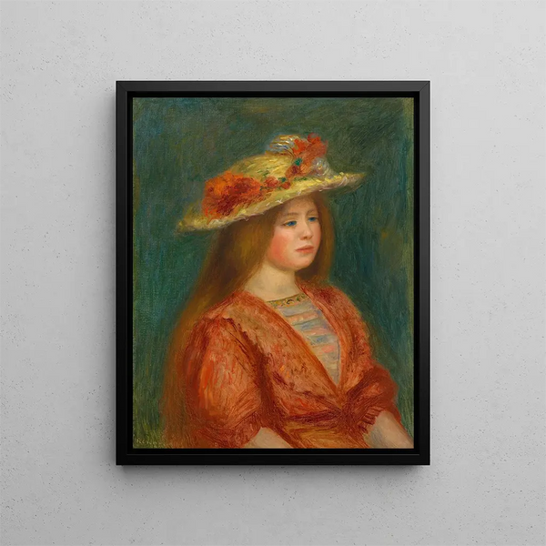 Woman with a Red Bodice - Pierre-Auguste Renoir — framed artwork on a wall