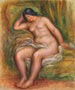 a Nude Woman Sitting Resting on a Green Cushion - Pierre-Auguste Renoir — artwork view