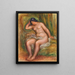 a Nude Woman Sitting Resting on a Green Cushion - Pierre-Auguste Renoir — framed artwork on a wall