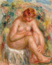 a Nude Woman Sitting in Three-Quarter View Bathing - Pierre-Auguste Renoir — artwork view