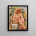 a Nude Woman Sitting in Three-Quarter View Bathing - Pierre-Auguste Renoir — framed artwork on a wall