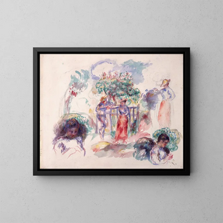 Figures under a Tree - Pierre-Auguste Renoir — framed artwork on a wall