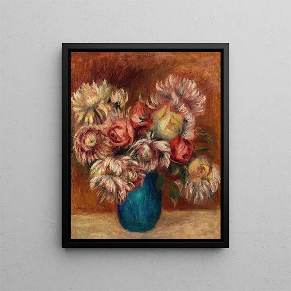 Flowers in a Green Vase Fleurs dans un vase vert - Pierre-Auguste Renoir — framed artwork on a wall