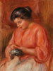 Girl Darning Femme reprisant - Pierre-Auguste Renoir — artwork view