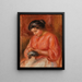 Girl Darning Femme reprisant - Pierre-Auguste Renoir — framed artwork on a wall