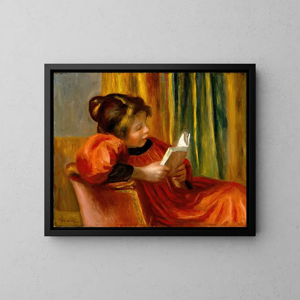 Girl Reading - Pierre-Auguste Renoir — framed artwork on a wall