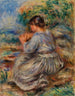 Girl Seated in a Landscape Young girl sitting in a garden - Pierre-Auguste Renoir — artwork view