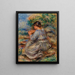 Girl Seated in a Landscape Young girl sitting in a garden - Pierre-Auguste Renoir — framed artwork on a wall