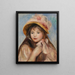 Girl with Pink Bonnet Young girl with pink hat - Pierre-Auguste Renoir — framed artwork on a wall