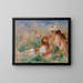 Girls in the Grass Arranging a Bouquet - Pierre-Auguste Renoir — framed artwork on a wall