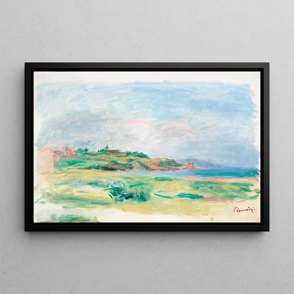 Gulf, sea, green cliffs - Pierre-Auguste Renoir — framed artwork on a wall
