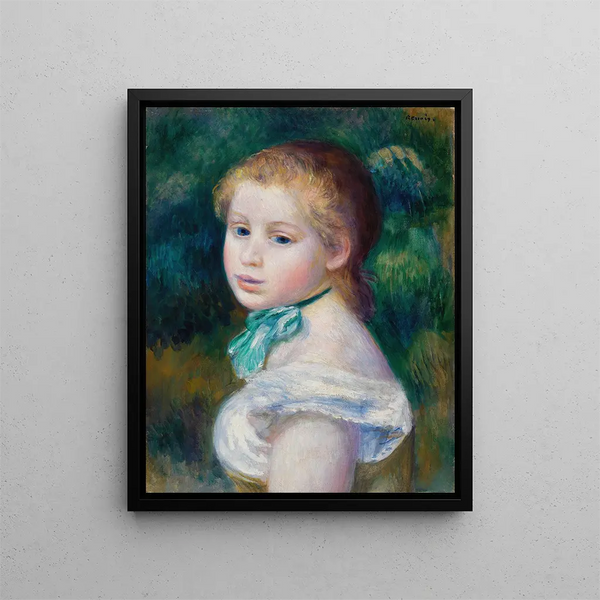 Head of Young Girl Tête de jeune fille - Pierre-Auguste Renoir — framed artwork on a wall