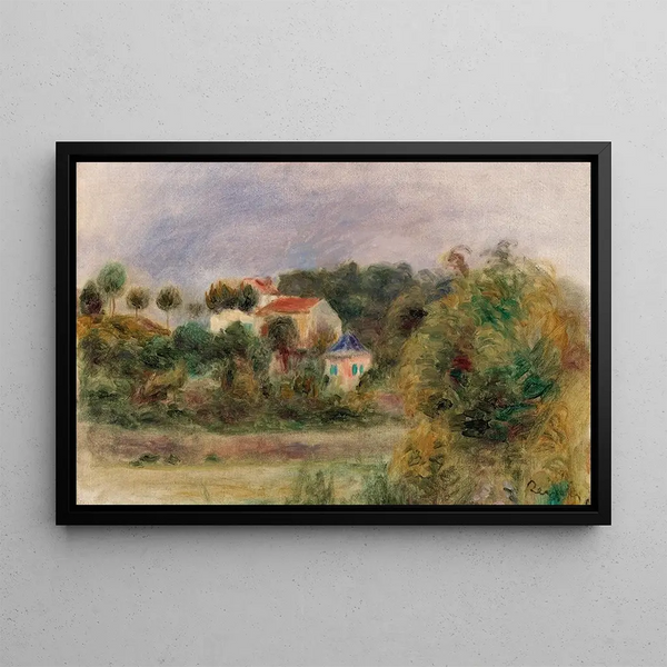 Maisons dans un parc - Pierre-Auguste Renoir — framed artwork on a wall