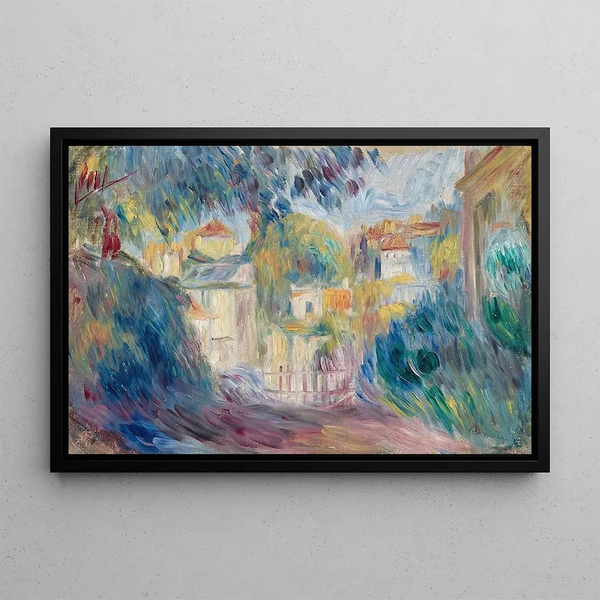 Garden Montmartre - Pierre-Auguste Renoir — framed artwork on a wall