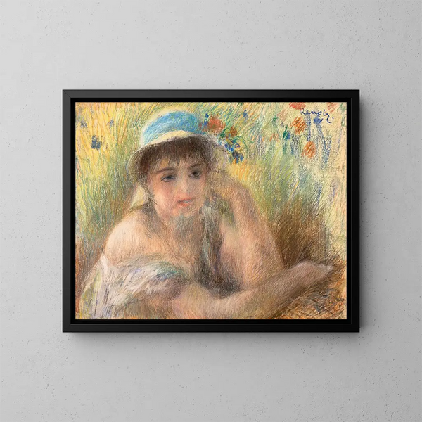 Young Girl with a Pearl - Pierre-Auguste Renoir — framed artwork on a wall