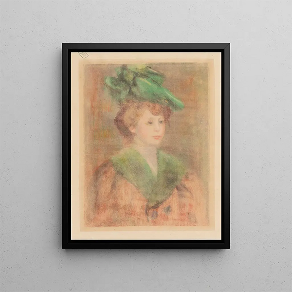Dame au chapeau vert - Pierre-Auguste Renoir — framed artwork on a wall