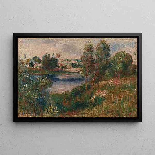 Landscape at Vétheuil - Pierre-Auguste Renoir — framed artwork on a wall