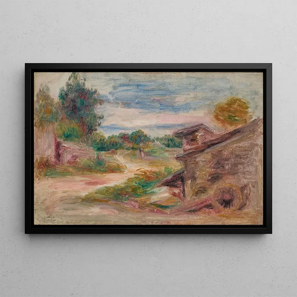 The Village Path - Pierre-Auguste Renoir — framed artwork on a wall