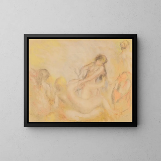 Les Baigneuses au crabe I - Pierre-Auguste Renoir — framed artwork on a wall