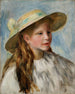 Little Girl With A Hat Painting Jeune Fille Au Chapeau - Pierre-Auguste Renoir — artwork view