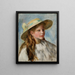 Little Girl With A Hat Painting Jeune Fille Au Chapeau - Pierre-Auguste Renoir — framed artwork on a wall