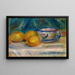 Still life: three lemons and a cup - Pierre-Auguste Renoir — framed artwork on a wall