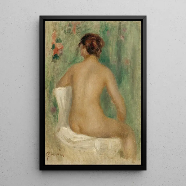 Nude sitting from behind - Pierre-Auguste Renoir — framed artwork on a wall
