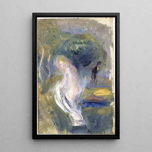 Nude with figure in the background - Pierre-Auguste Renoir — framed artwork on a wall