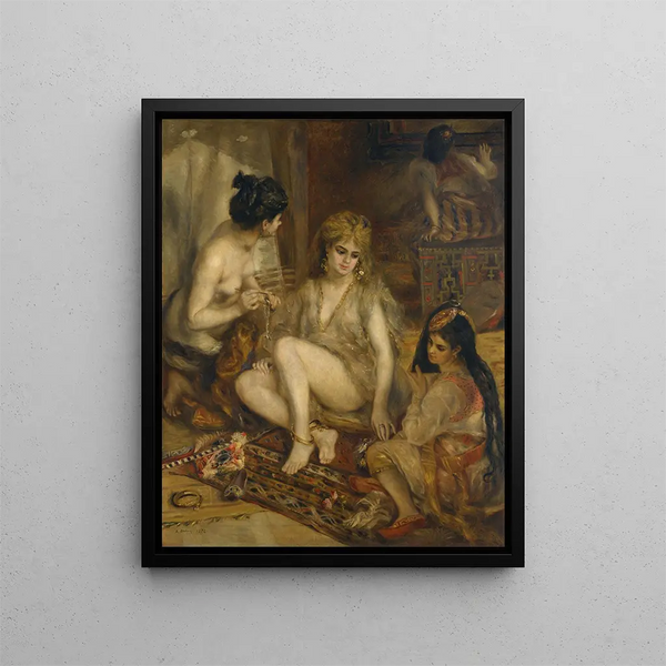 Parisiennes in Algerian Costume or Harem - Pierre-Auguste Renoir — framed artwork on a wall